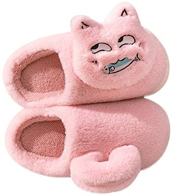 AONETIGER Pantofole Donna Comode Soffice Ciabatte Pelose Morbide Calde Ciabatte Uomo Invernali da Casa Pntiscivolo Pantofole Peluche All'aperto(40/41EU,Gatto Rosa)