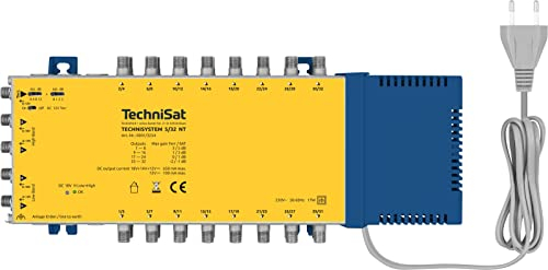 TechniSat TECHNISYSTEM 5/32 NT – Multischalter für 32 Teilnehmer (1 Satellit, ohne Dämpfung im Sat-Bereich, mit Schräglagenentzerrung, 4 Sat-Eingänge, HDTV-/UHD/4K-tauglich), 33,30 x 13,50 x 5,20 cm
