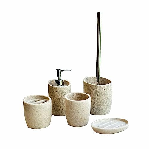 Bathroom Accessory (MZ-PL002) Sets 5 Pcs/Set White Black Ceramic Bathroom Set Luxury Marble Bath Accessories Set Toothbrush Holder, Lotion Dispenser, Tumbler, Soap Dish