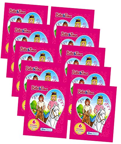Blue Ocean Bibi und Tina Sticker Pferdesticker (2023) - 10 Tüten Sammelsticker Bundle + 10 Originale STRONCARD Hüllen