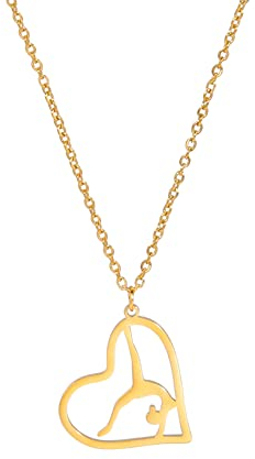 UNIFT Gymnastik Charm Halskette für Frauen Edelstahl Elegant Flipping Gymnast Anhänger Halskette Ballerina Gymnastik Inspirational Schmuck (Gold 9)
