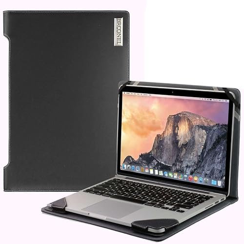 Broonel - Profile Series - Schwarz Leder Laptop Fall/Hülle Kompatibel mit dem HP Pavilion x360 14-ek0001na 14 Convertible Laptop