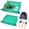 GIGIIS Umtopfmatte 2 Stücke Umtopf Unterlage 100x100cm 50x50cm Umpflanzmatte Umtopf Set 3 Stück Mini Gartenwerkzeug Gartenkralle Klein Gärtner Set für Umtopf Sukkulenten Sämling Grün