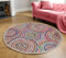 CASAVANI Handgeflochtener böhmischer bunter Teppich, Baumwolle und Jute, Beige, mehrfarbig, runder Teppich für Esszimmer, Wohnzimmer, Schlafzimmer, 1,2 x 1,2 m, rund