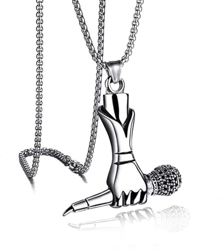 DUTACK Sex Singer Microphone Necklace Men's Alternative Fashion Pendant Women's Singer Jewelry Accessories Lovers Necklace