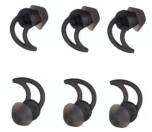 CYADCI Large Earbud Tips 3 Pairs Soft and Comfortable Silicone Earbud Tips Noise Isolation Tips Black Earbud Replacement Tips Compatible with Bose Qc20 Qc30 IE2 SoundSport IE3 SIE2i Earphones