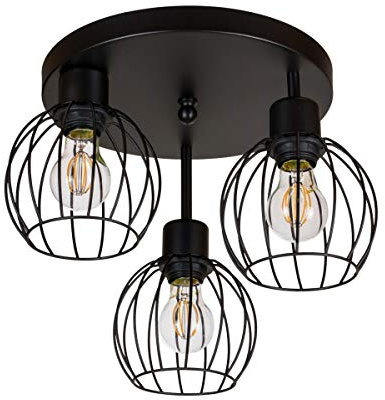 alfalux Deckenlampe Mit 3 Lampenschirmen Industrielle LED Deckenleuchte Leuchte Lampe Wohnzimmerlampe Schlafzimmerlampe Kinderzimmer Wohnzimmer Schlafzimmer Badezimmer Küche KU-OST3030SC