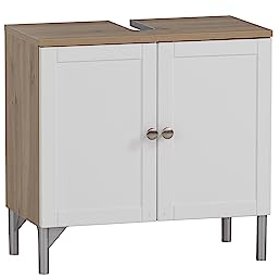 Schildmeyer Waschbeckenunterschrank Jesper 155984, Artisan Eiche/weiß matt, 60,2 x 32 x 58,5 cm