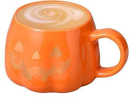 puzzlegame Taza de Cerámica Calabaza Halloween, 450 g, 8.5 x 8 cm, Reutilizable, Duradera, para Café y Té, Halloween y Acción de Gracias