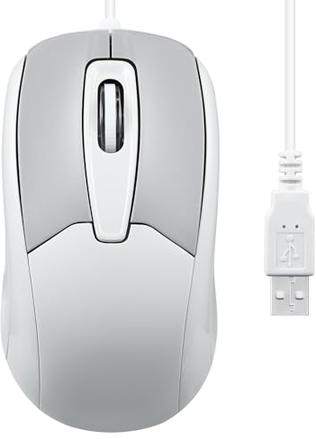 perixx PERIMICE-209M - Mouse ottico con cavo USB a 3 pulsanti, 1000 DPI, cavo da 5,9 m, colore: Beige