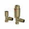 DuraTherm® Thermostatic Radiator Valve Pack Set, 15mm Lockshield TRV & Thermostat, Brushed Brass Valves for Radiators, Angled
