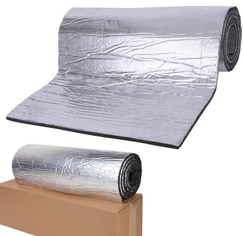 ChicSoleil Dämmmatte Auto Schallschutzmatte Isolierung Matte Schaumstoff, Schallschutz Selbstklebende Mattenrolle,Feuerfest, Feuchtigkeitsfest, Wasserdicht(Silber,200cm×50cm×10mm)