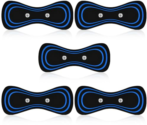flintronic 5PCS Mini Parche Masajeador de Cuello, EMS Parches Masajeadores Portátiles, Kit de Almohadillas de Repuesto de Masaje Reutilizables para Alivio del Dolor Muscular Corporal