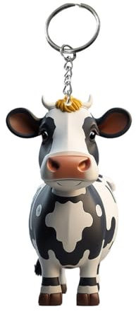 osiuujkw Personalisierter Kuh Schlüsselanhänger, einfach zu Machen und modisch, niedliche Kuh Form, Acryl Cartoon, kleine Kuh Puppe, Schlüsselanhänger, Geschenke, A