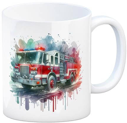 Feuerwehrauto Kaffeebecher Feuerwehr-Fan Tasse Kaffeepott Einsatz Retter Notfall Helfer Löschfahrzeug Feuer Rettung Design Feuerwehrauto Tasse