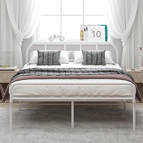 Panana Stabiles Metallbettgestell 4FT6 Doppelbett Massives Bettgestell Basis Möbel (140x200 cm/Weiß, Doppel)