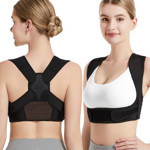 JMPOSE Corrector de postura para soporte de espalda: soporte de espalda ajustable para hombres y mujeres (Negro, Grande/X-Grande)