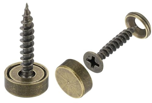 QUARKZMAN 8Pcs Vis Décoratives en Laiton avec Capuchons, Vis Autotaraudeuses de 12 mm pour la Fixation de Meubles, Couleur Bronze