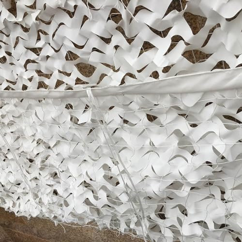 Rete Mimetica Per Esterni, Rete Ombreggiante Bianca, Rete Militare Da Caccia, Copertura Auto, Con Rete Griglia Di Supporto Asciugatura Rapida (Misurare : 3.0x9.0m)