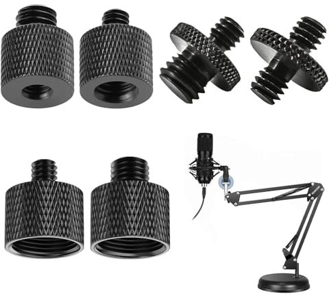 Monitor-Thread-Adapter Tripod Set - 6 Pcs Mic Stand Adapters, 3/8 to 1/4 and 3/8 to 5/8 Female/Male Screw Adapters for Tripods, Camera, Microphone Stand, Speakers