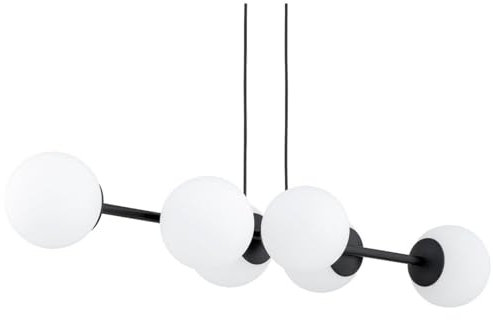 KAR LIGHTING Sputnik Pendelleuchte 6-flammig aus Stahl & Glas | Hängelampe E27 in Schwarz für Wohn-, Ess- & Arbeitszimmer | Höhe verstellbar | Modern & LED-kompatibel