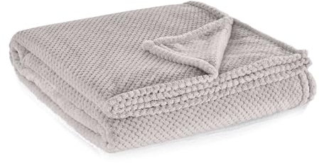 Como XXL-Kuscheldecke Hellgrau Moderne Sofadecke, fein gestrickte Wohndecke, 100% Polyester, 310 GSM, gesäumte Einfassung 220 x 240 cm