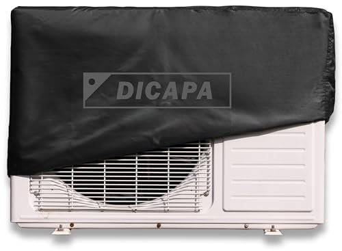 DICAPA Funda Aire Acondicionado Exterior de 90 x 55 x 30 cm. Cubre Aire Acondicionado Exterior Impermeable y Resistente (Negro)