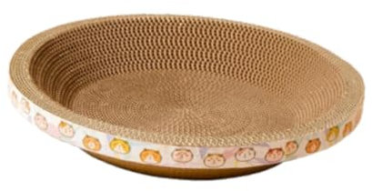 perfk Rundes Katzenkratzbett aus Karton, Katzenkratzunterlage, Haustierbedarf, Wellpappe-Kratzbrett zum Schutz der Möbel, Groß