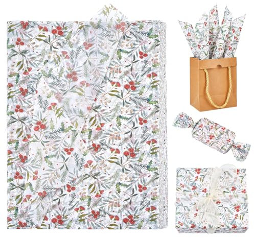GORGECRAFT 100 Stück Seidenpapier Mit Wildblumen Im Vintage Stil Rot Wildblumen Kunst Frühlings Aquarell Blumen Geschenkpapier Bunt DIY Kunst Bastelpapier Für Geburtstag Hochzeit Geschenkverpackung