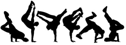 Wandtattoo Tanzstudio, Vinyl, Breakdance-Silhouette, Street Dancer, Teenie-Zimmeraufkleber, Tanzstudio-Fensteraufkleber-L-42x120cm-Black