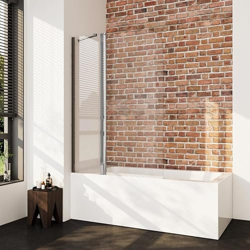 Duschabtrennung für Badewanne 90x140cm 2-Teilig Faltwand, Duschwand Faltbar 180° mit Seitenwand Duschtrennwand, Badewannenaufsatz aus 6mm ESG NANO Sicherheitsglas Faltwand, Badewannenfaltwand Dusche