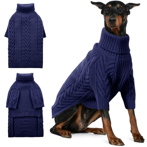 ASENKU Hundepullover, Hundepullover für extra große Hunde, Rollkragenpullover für den Winter, für Dobermann, Dogge (Königsblau, Größe 4XL)
