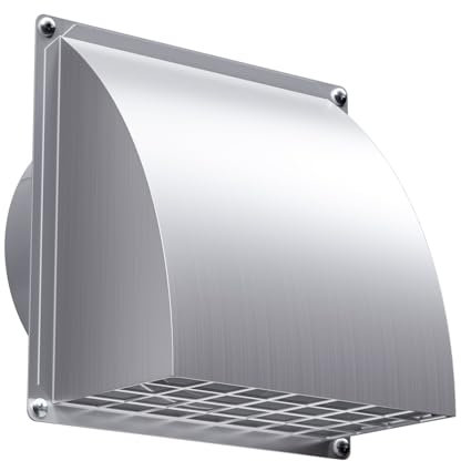 HG Power Griglia Aerazione 100mm in Acciaio Inox, Griglia Ventilazione, Sportello Antiriflusso Integrato, Griglia Regolabile, per asciugatrici, cucine, Ø 10 cm (15,5 * 15,5 cm), Argento