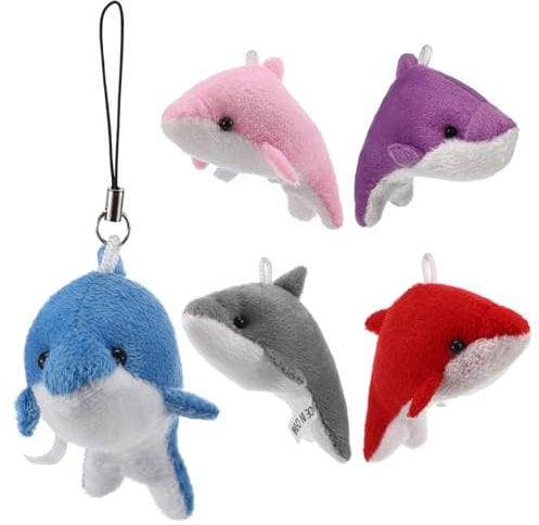 Hohopeti 5St Glubschi Schlüsselanhänger Delfine Schlüsselanhänger Stoff Delphin Stofftier Schlüsselanhänger Dolphin Kette Figur Schlüsselanhängee Deko Schlüsselanhänger Stoff Delfine
