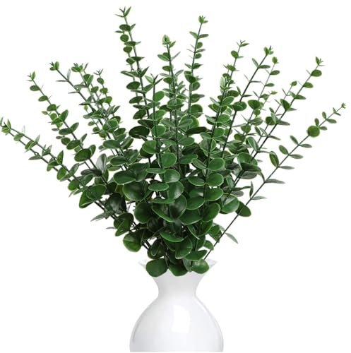 RXKFIGX 30 Pcs Eucalipto Artificiale, Foglie Piante Finte Eucalipto Artificiali, Rami Finti Eucalipto Decorative per Balcone Matrimoni Casa Festa Decorazione Composizione Floreale