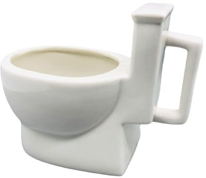 Piuytrew Keramik Becher 400Ml Wc Tasse Becher Toilette Kaffeebecher Keramik Neuheit Kaffeetasse WC Tasse Klobecher Tasse Lustiges April Narren Tag Für 400Ml,Weiß