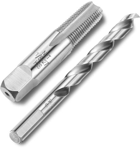 MorningRo 1/8-27 Npt Tap 21/64 Drill Bit High Speed Steel Tap Drill Bit Set