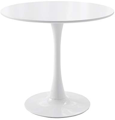 Panana Round Dining Table, Modern Pedestal, 80cm Round, White