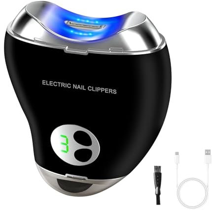 RAYNEAY Electric Nail Clipper and Polisher, 2 in 1 Automatic Fingernail Trimmer with Storage Box, 3 Speeds Fingernail Trimming and Polishing for Seniors, Children