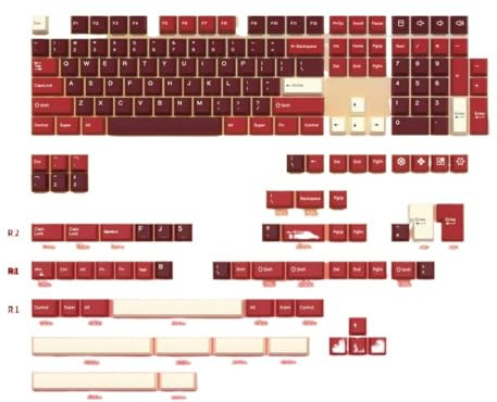 QPSJXN KBDIY -Profil Double Shot PBT ISO -Keycap -Set für Gamers Mechanische Tastaturen mit GMK Blue Samurai Design(GMK Jamon)