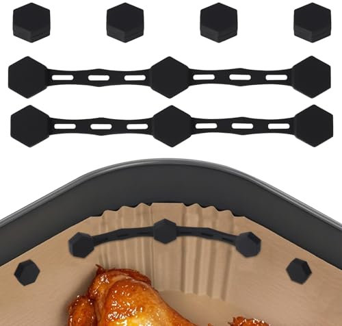 2 Set Fibbia Magnetica in Silicone per Friggitrice Ad Aria, Magneti Rivestimento Interno Della Friggitrice Ad Aria Tenere Carta Forno Accessori per Evitare Che Carta Usa Getta Bruci (Nero)