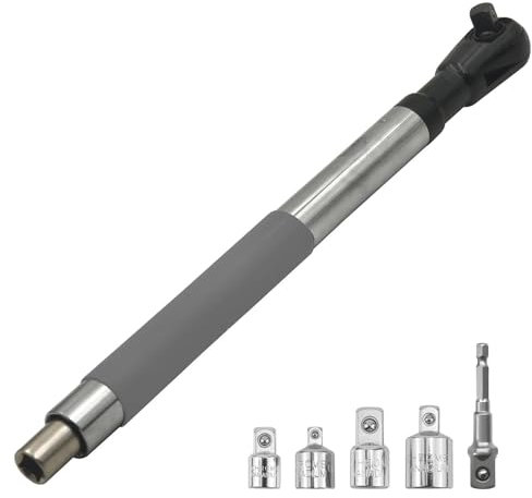 Clé à rallonge décalée Impact Ready, Compatible avec des Prises 1/2 , Clé à Cliquet électrique avec 4 Adaptateurs, Outil de clé à Douille pour les Espaces Restreints