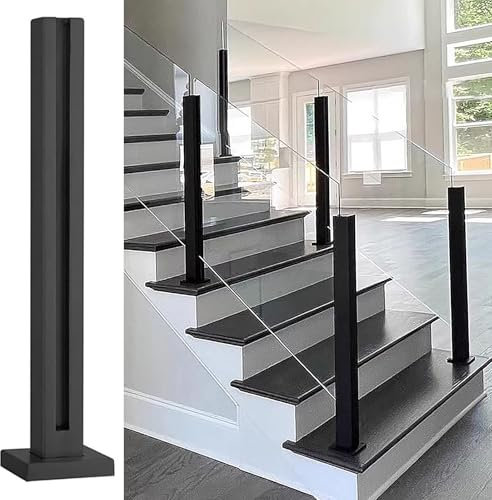 GONCBKVN Poteau de Rampe d'escalier en Verre, Poteau de Garde-Corps en Acier Inoxydable pour clôture, Balcon, terrasse, Piscine, Jardin, intérieur et extérieur