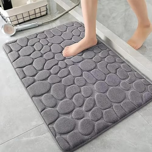 AMFUN Memory Foam Badezimmer Badeteppiche, Memory Schaum Badematte, Waschbar Badematte, 40x60CM Saugfähige Badvorleger, Maschinenwaschbar (Dunkelgrau)