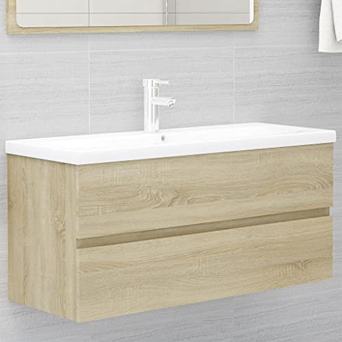 Frdhee Waschbecken Handwaschbecken, Waschbeckenunterschrank Einbaubecken -Eiche Holzwerkstoff für Badezimmer, WC, Umkleidebtisch