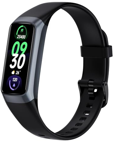 Fitness Tracker Activity Tracker Smart Watch 1.10''AMOLED Touch Color Screen,Smart Watch with 24/7 Blood Oxygen Heart Rate,Sleep Monitor,IP68 Waterproof,Step Counter Health for Women Men (Black)