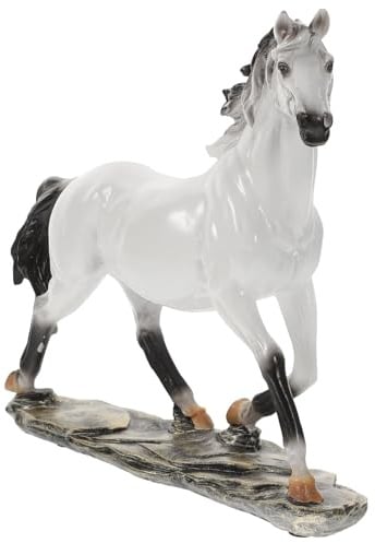 Cutfouwe Deko Pferd Deko Statue Pferd,Pferd-Dekofigur,Pferde-Kunstharz-Statue Dekoration für Wohnzimmer, Büro, Bücherregal, Schlafzimmer,Weiß