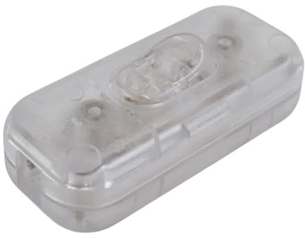 Gurtt Interruptor Torpedo en línea de Perfil bajo, 6 amperios, para lámparas de Mesa, Transparente