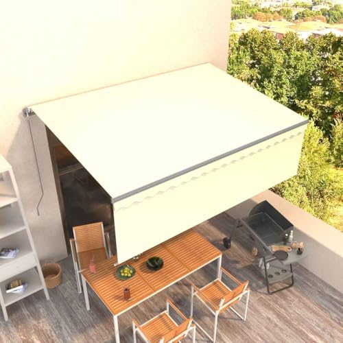 Tenda da sole retrattile manuale con tenda avvolgibile 4 x 3 m, crema solare per terrazza, balcone