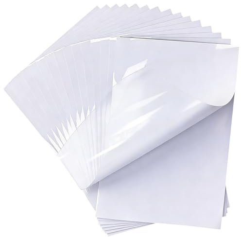 20 Hojas Adhesivas de Vinilo Prémium, A4 de Vinilo Imprimible Transparente, Secado Rápido, para Impresoras Láser y Inyección de Tinta, Hojas Papel Adhesivo A4 para Imprimir